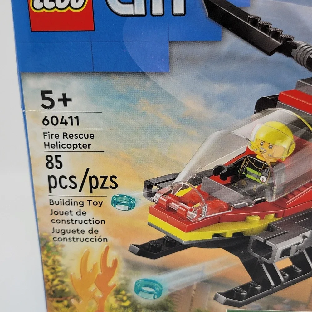 New! LEGO City 60411 Fire Rescue Helicopter Building Toy 85 pieces - Ages 5+